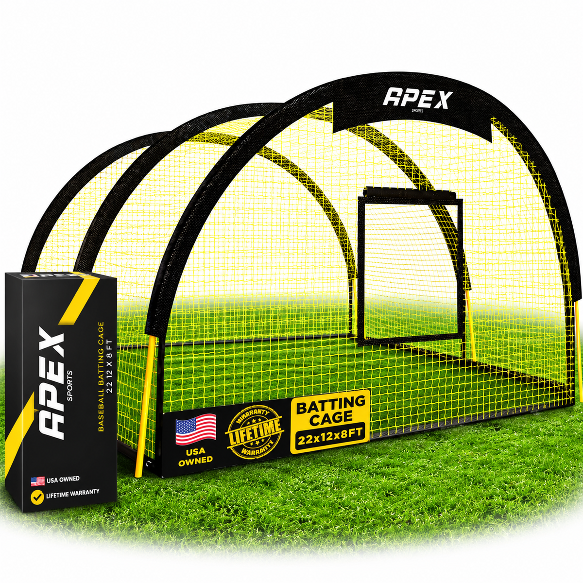 Apex Sports Batting Cage 22 ft x 12 ft x 8 ft
