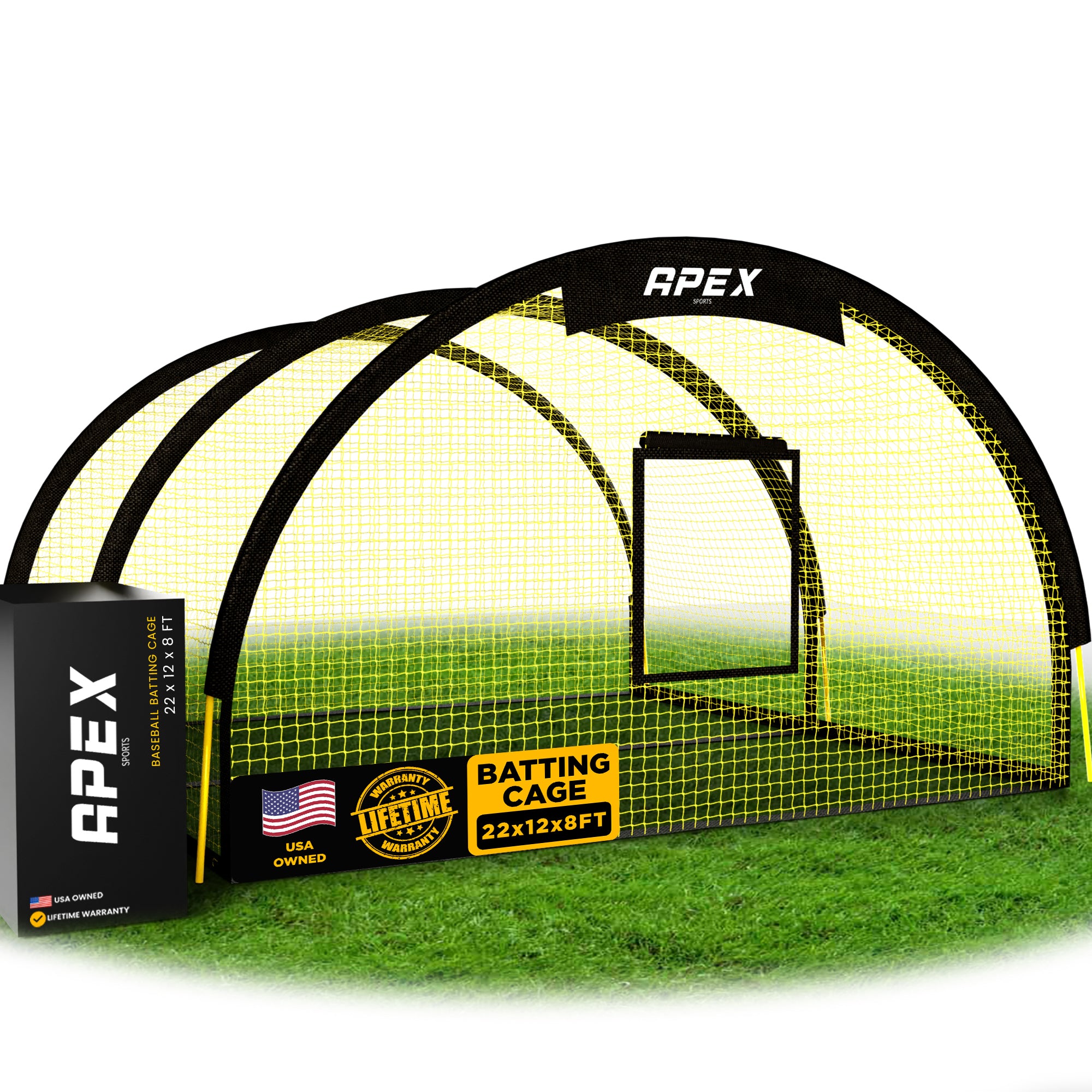 Apex Sports Batting Cage 22ft x 12ft x 8ft