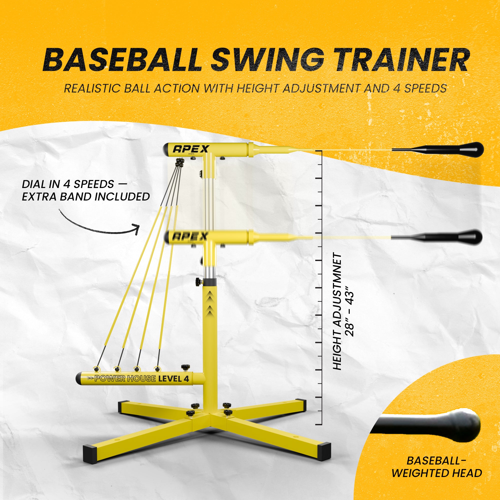 APEX Sports Baseball Swing Trainer – Adjustable Batting Practice Trainer