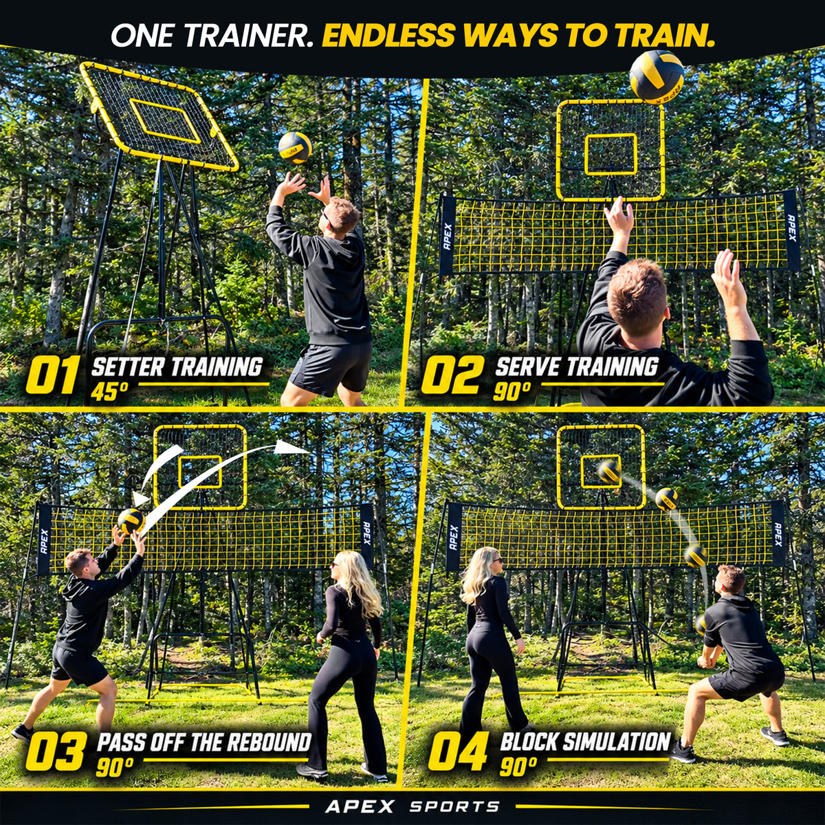 Volleyball Setter Trainer — Adjustable Height 6 to 11 ft Solo Setting & Overhead Pass Rebounder
