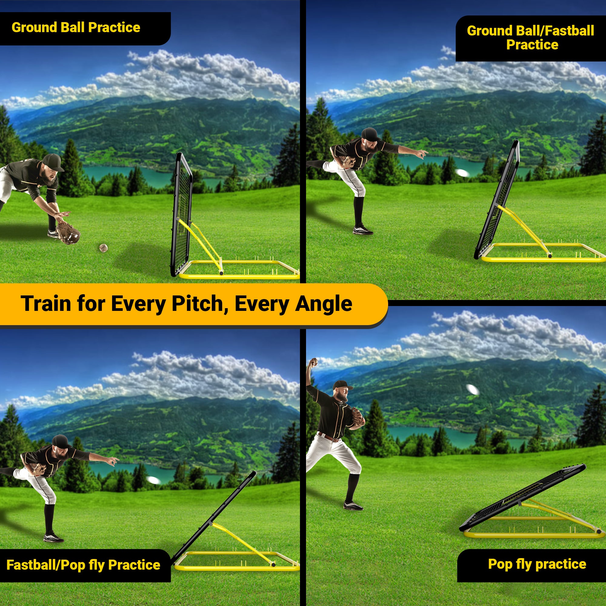 Apex Sports Adjustable Baseball Rebounder Net 4.5x4 ft