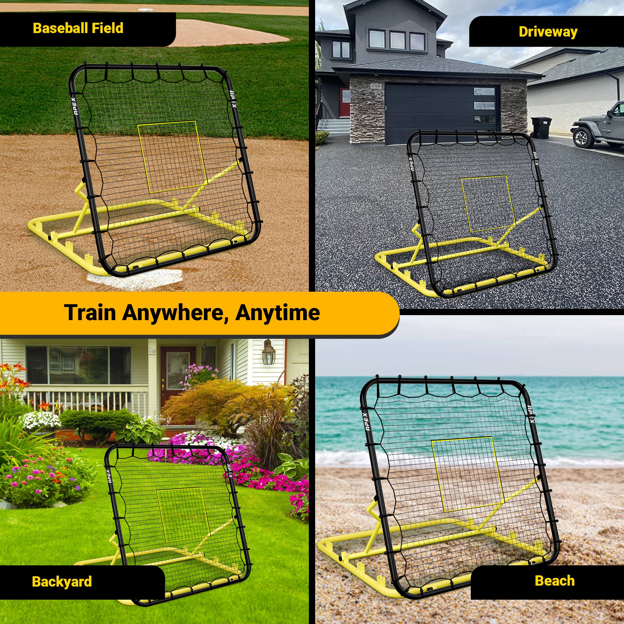 Apex Sports Adjustable Baseball Rebounder Net 4.5x4 ft