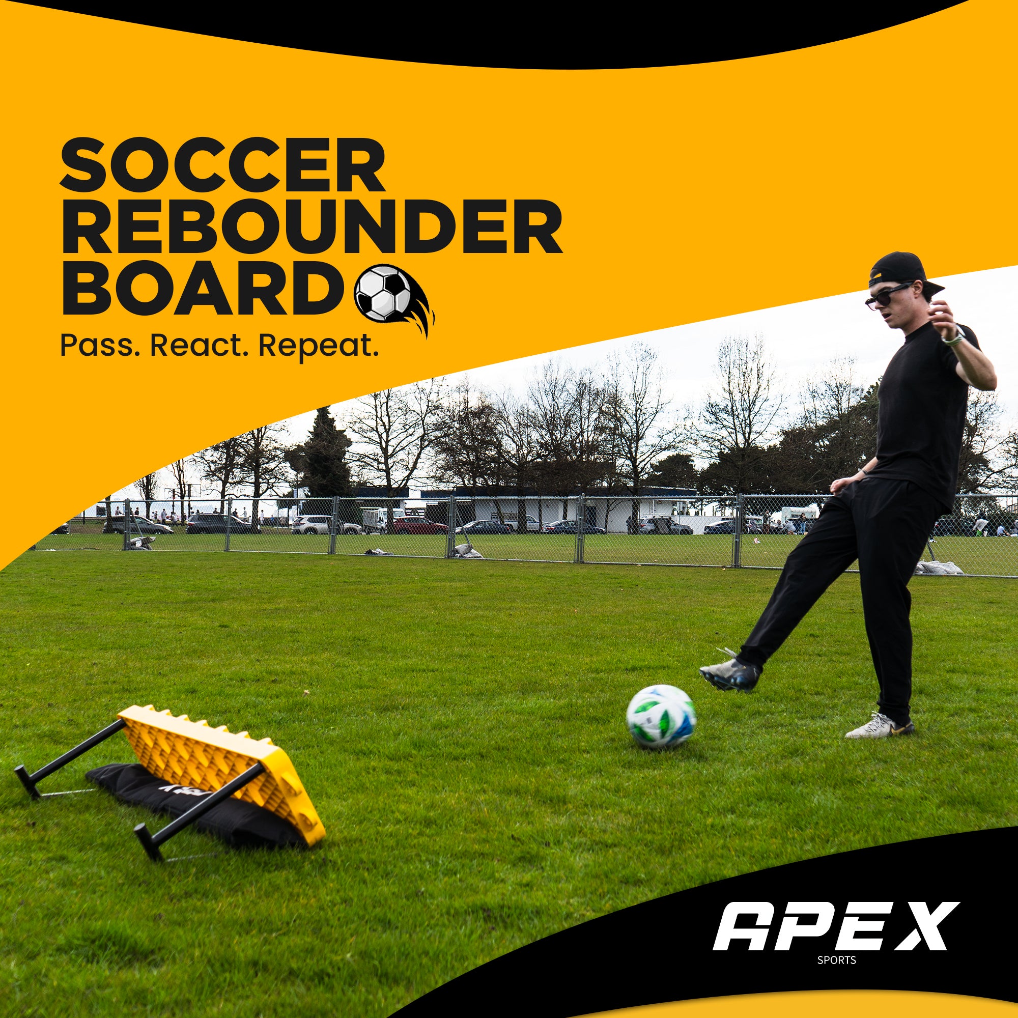 APEX Sports Soccer Rebounder Board with 4 Adjustable Angle Settings