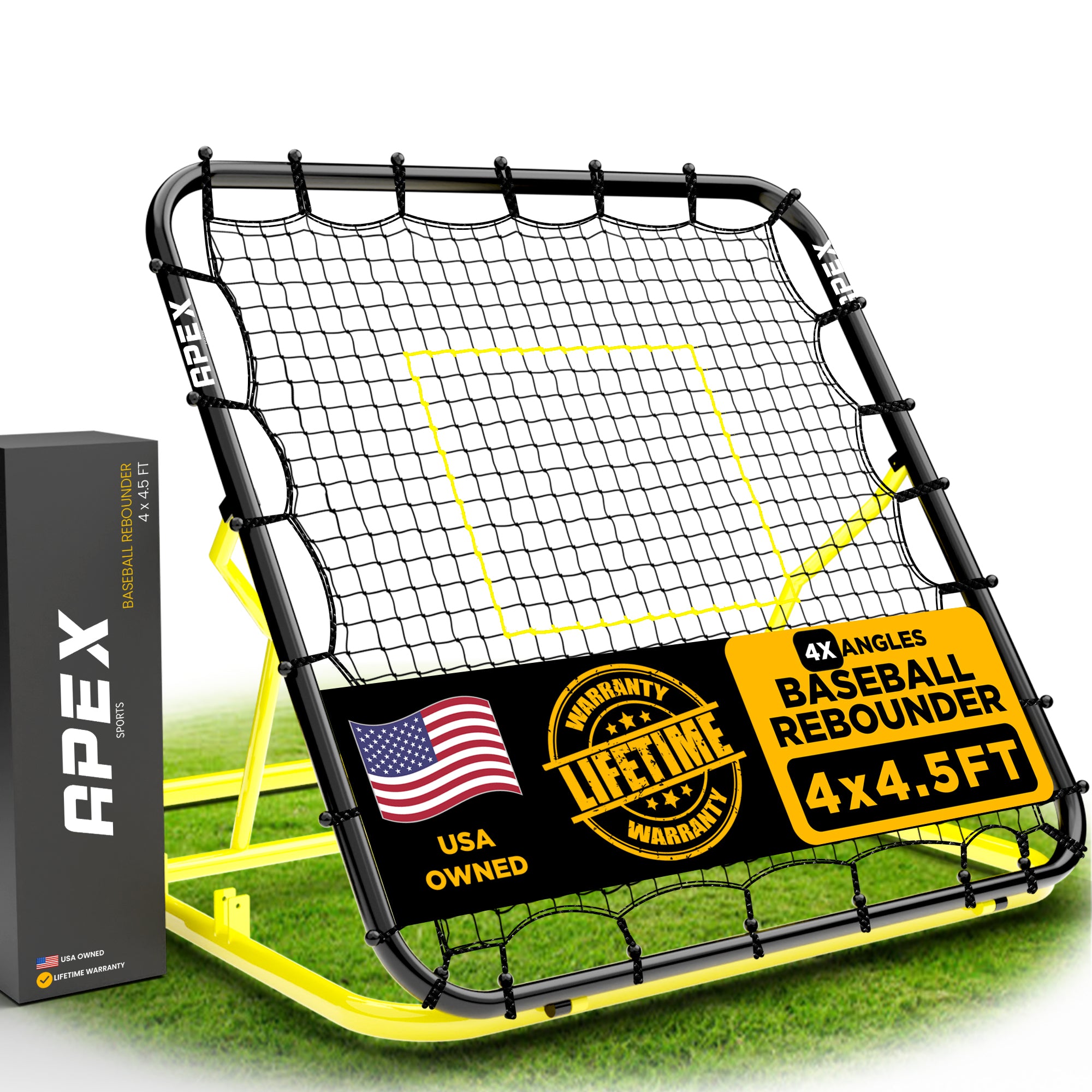 Apex Sports Adjustable Baseball Rebounder Net 4.5x4 ft