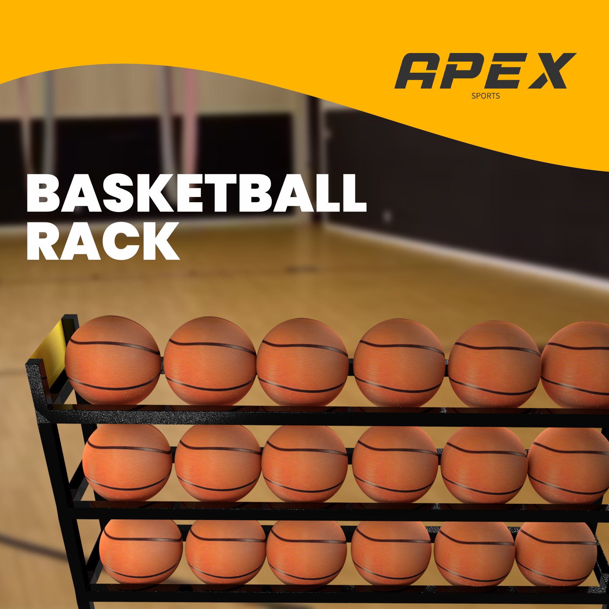 Apex Sports Rolling Basketball Rack - Sports Equipment Storage on Wheels