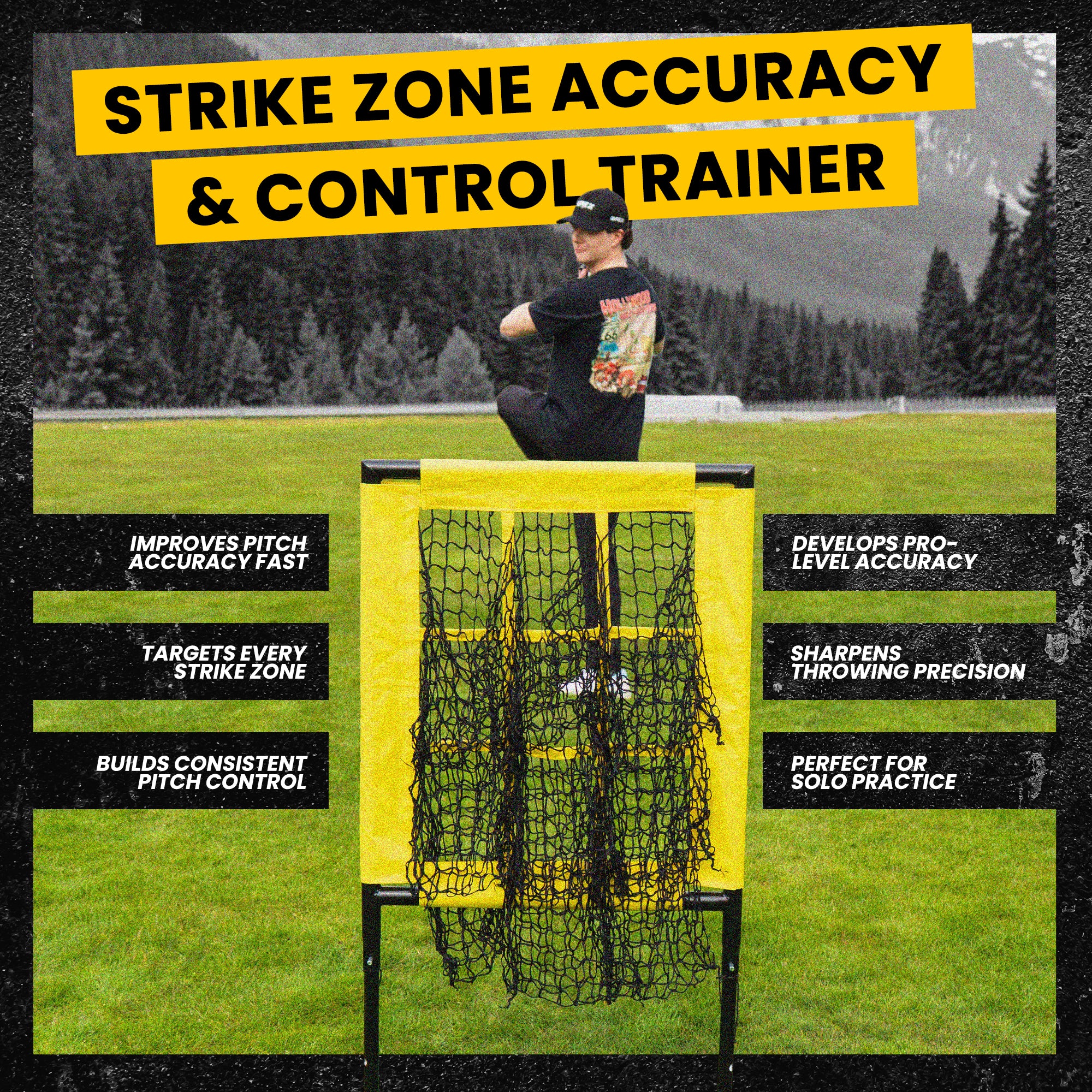 APEX Sports 9 Hole Pitching Target with Adjustable Strike Zone (18” x 23”)