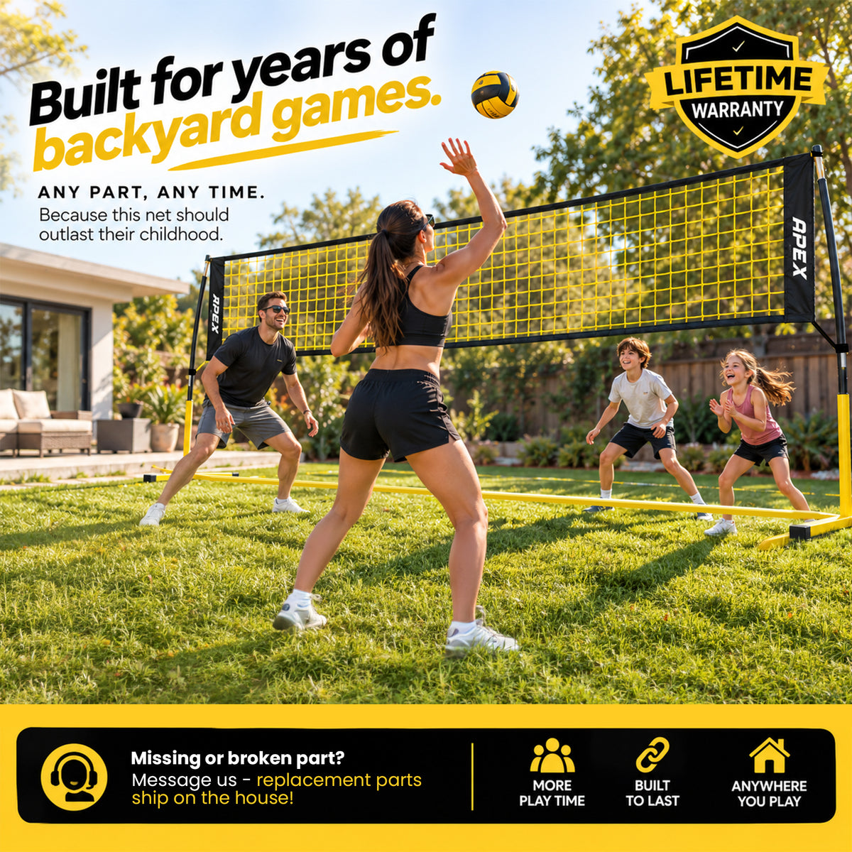 Apex Sports Adjustable Volleyball Net