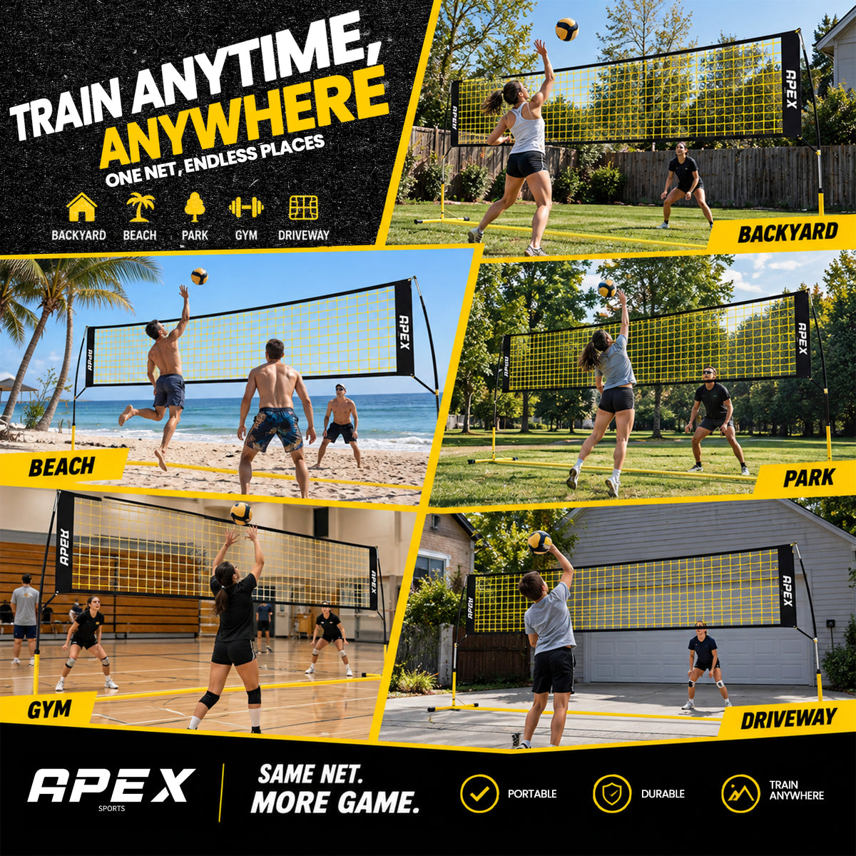 Apex Sports Adjustable Volleyball Net