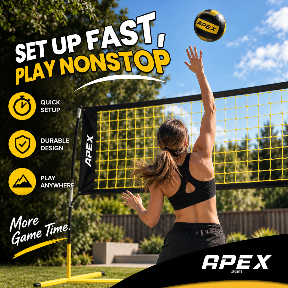 Apex Sports Adjustable Volleyball Net
