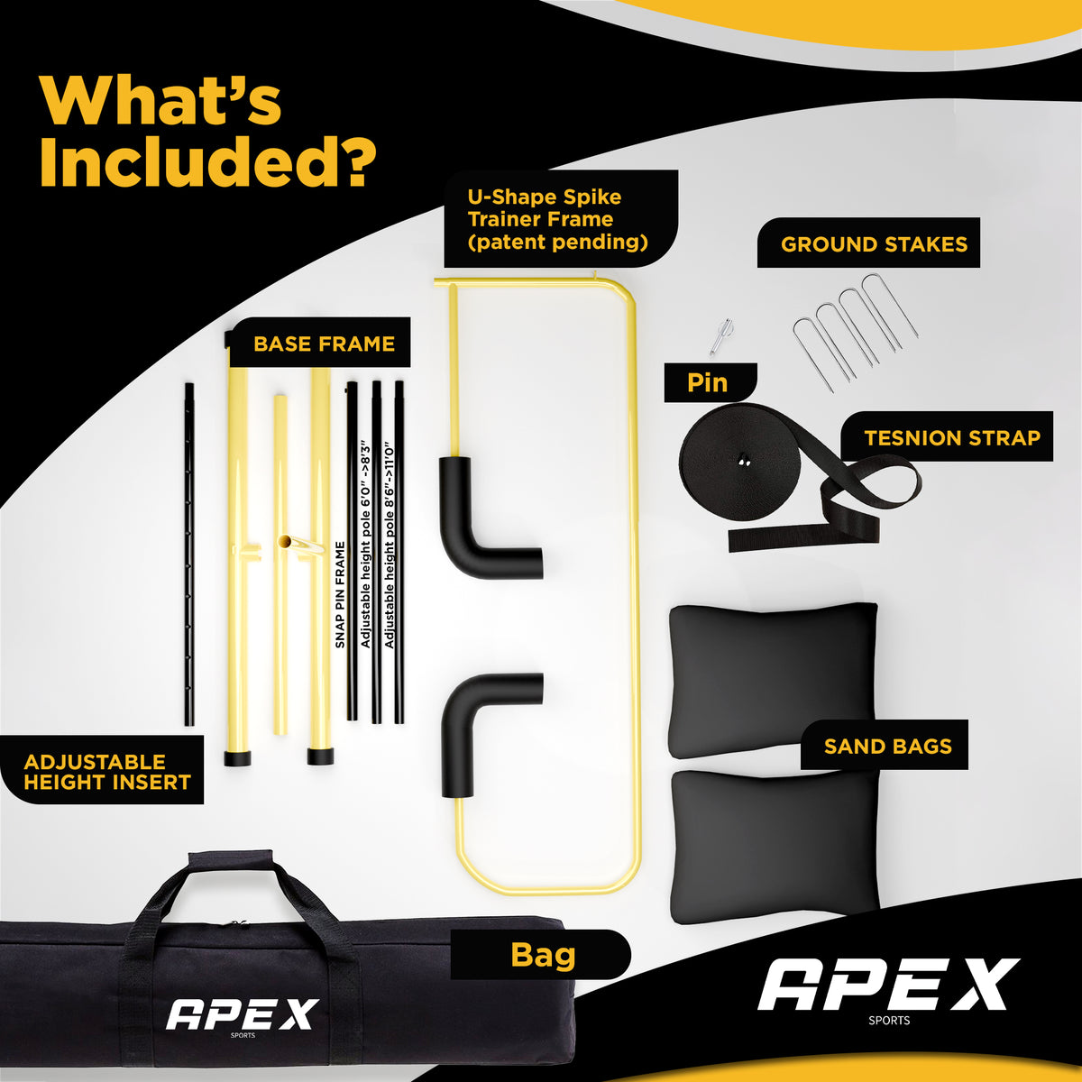 Apex Sports Volleyball Spike Trainer – Adjustable Solo Hitting & Power ...