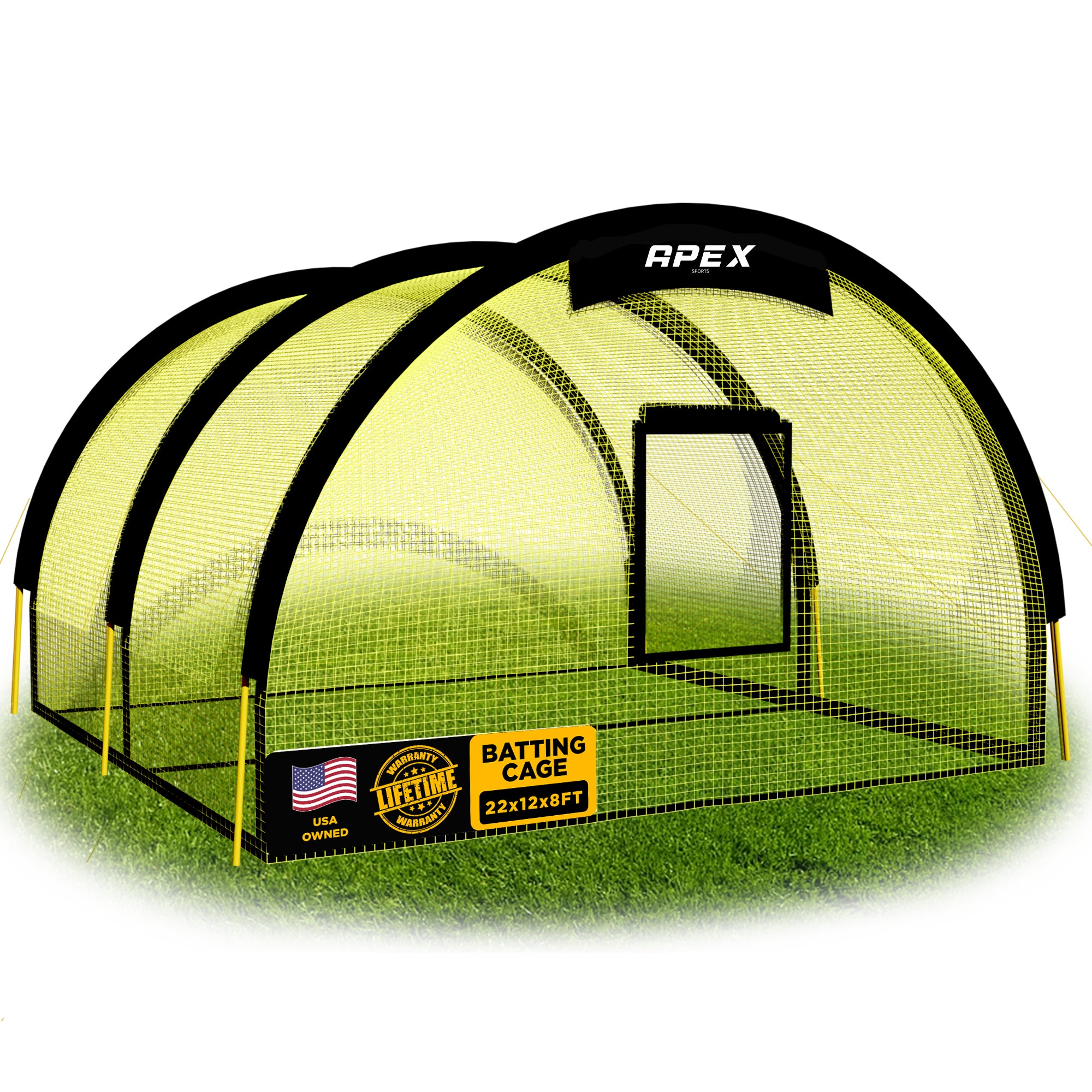 Apex Sports Batting Cage 22ft x 12ft x 8ft