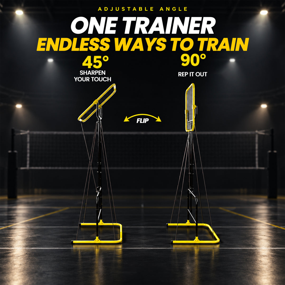Volleyball Setter Trainer — Adjustable Height 6 to 11 ft Solo Setting & Overhead Pass Rebounder