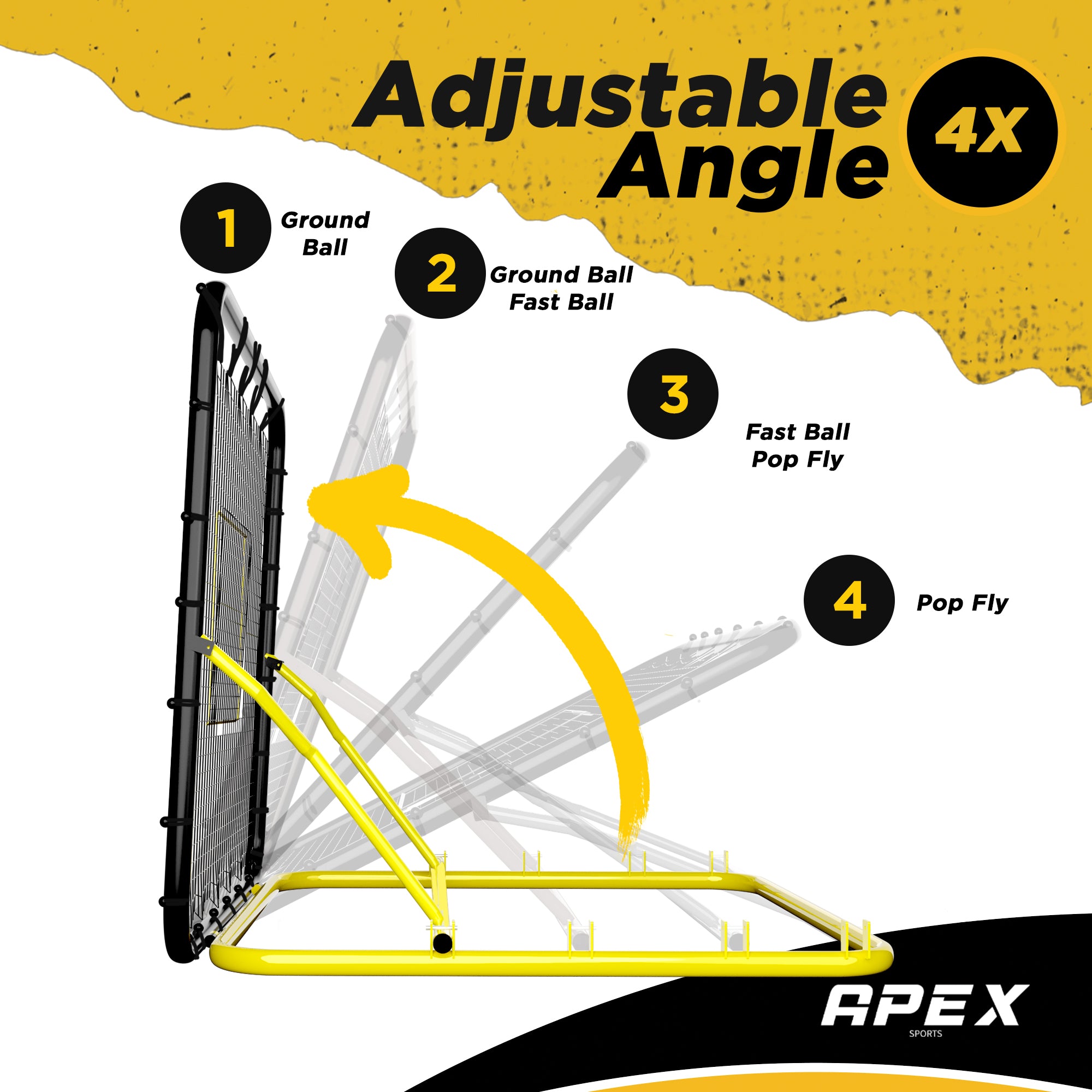 Apex Sports Adjustable Baseball Rebounder Net 4.5x4 ft