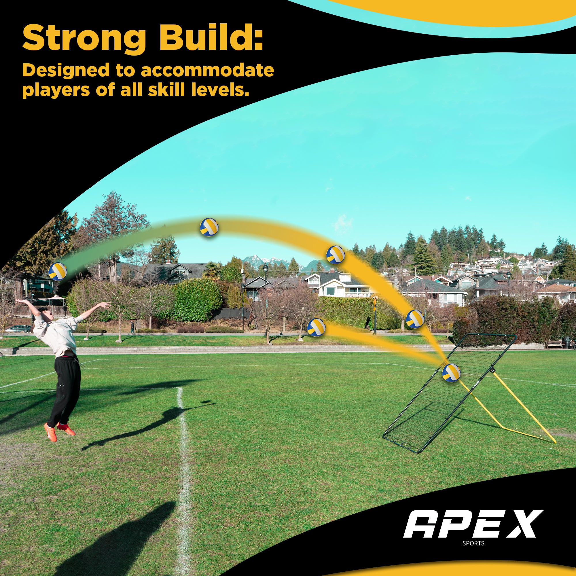 Apex Sports Adjustable Volleyball Rebounder Net 7x4 ft
