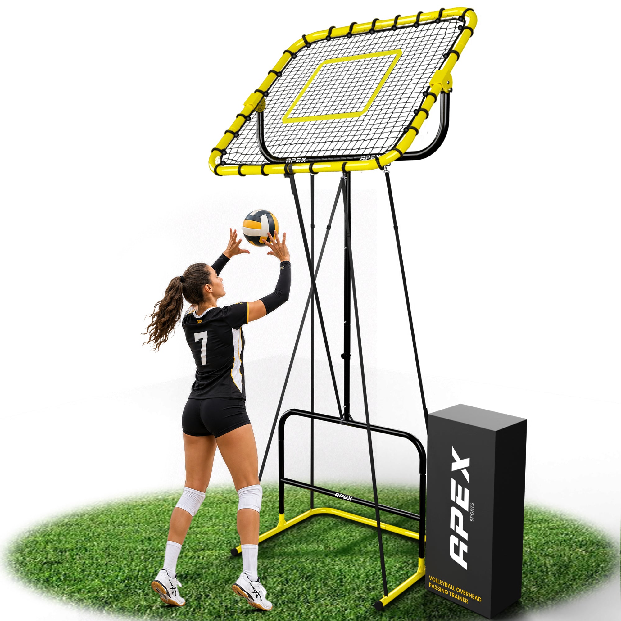 Volleyball Setter Trainer — Adjustable Height 6 to 11 ft Solo Setting & Overhead Pass Rebounder