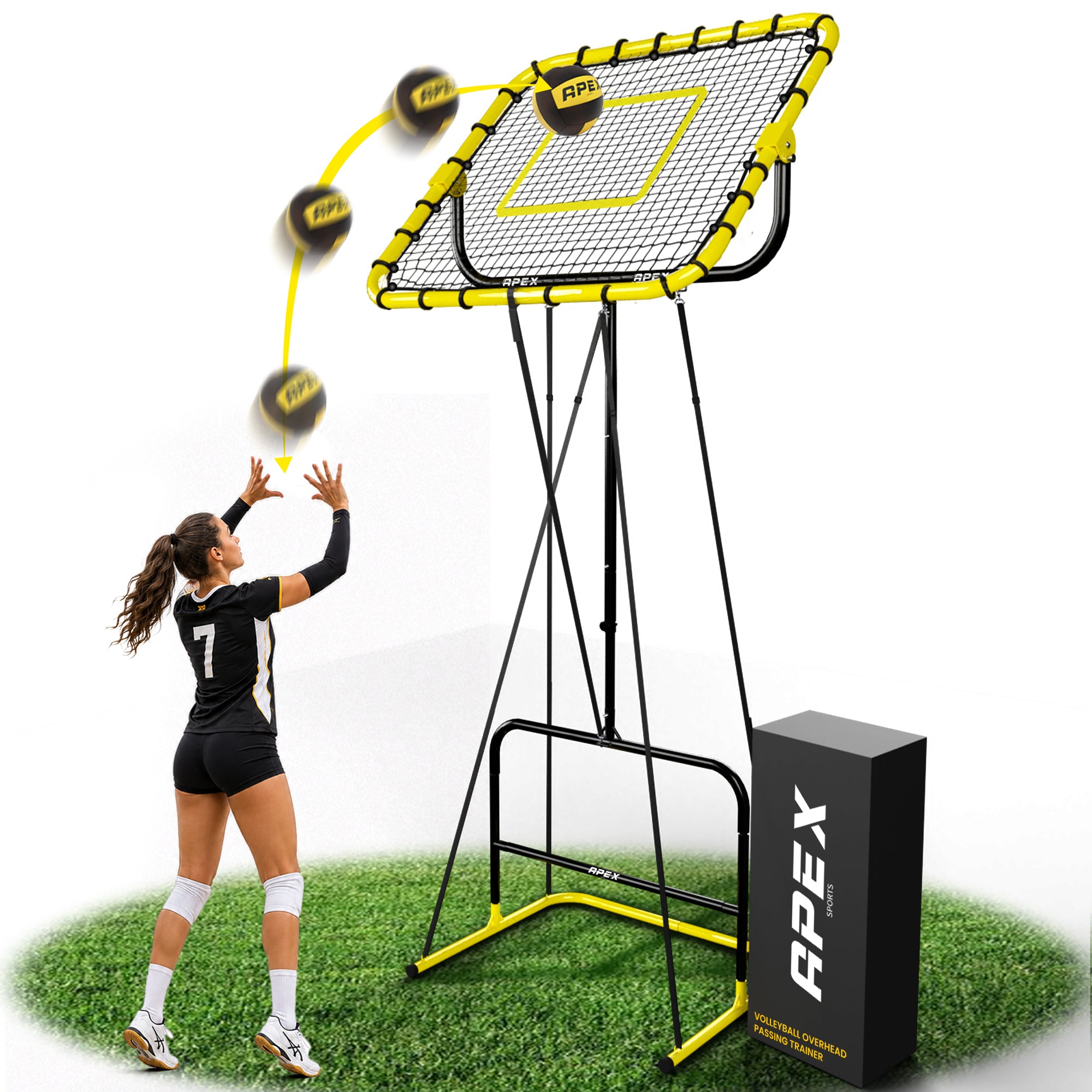Volleyball Setter Trainer — Adjustable Height 6 to 11 ft Solo Setting & Overhead Pass Rebounder