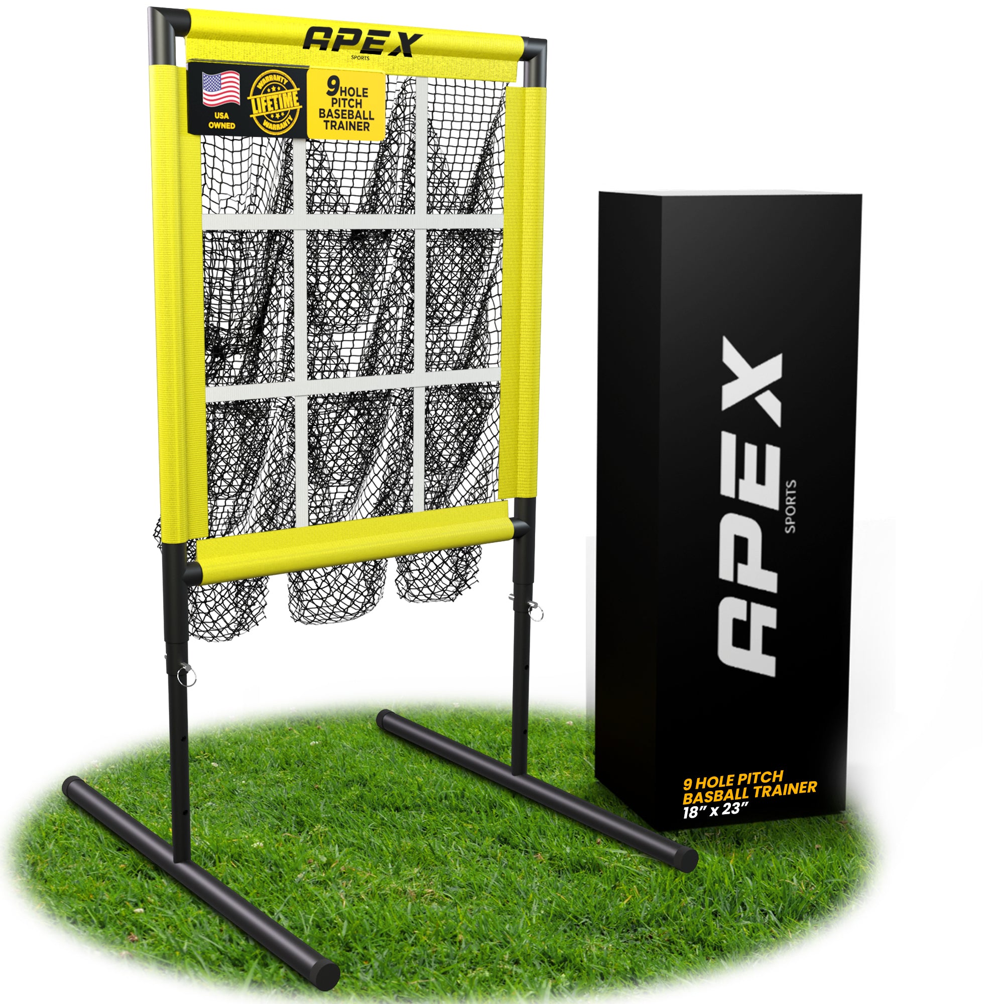 APEX Sports 9 Hole Pitching Target with Adjustable Strike Zone (18” x 23”)