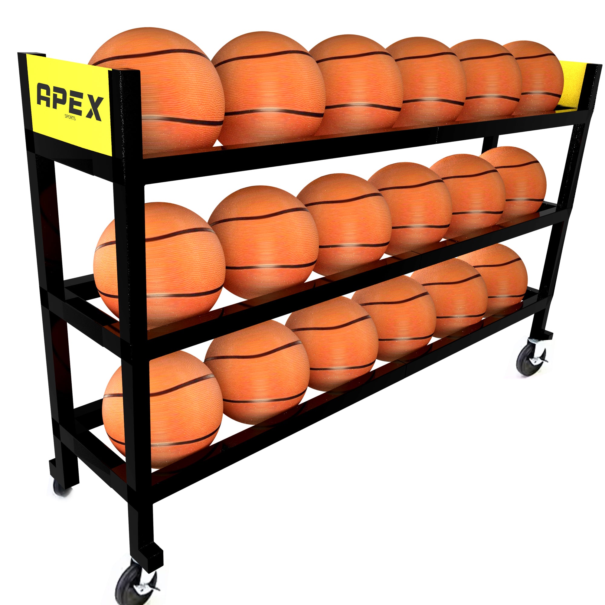 Apex Sports Rolling Basketball Rack - Sports Equipment Storage on Wheels