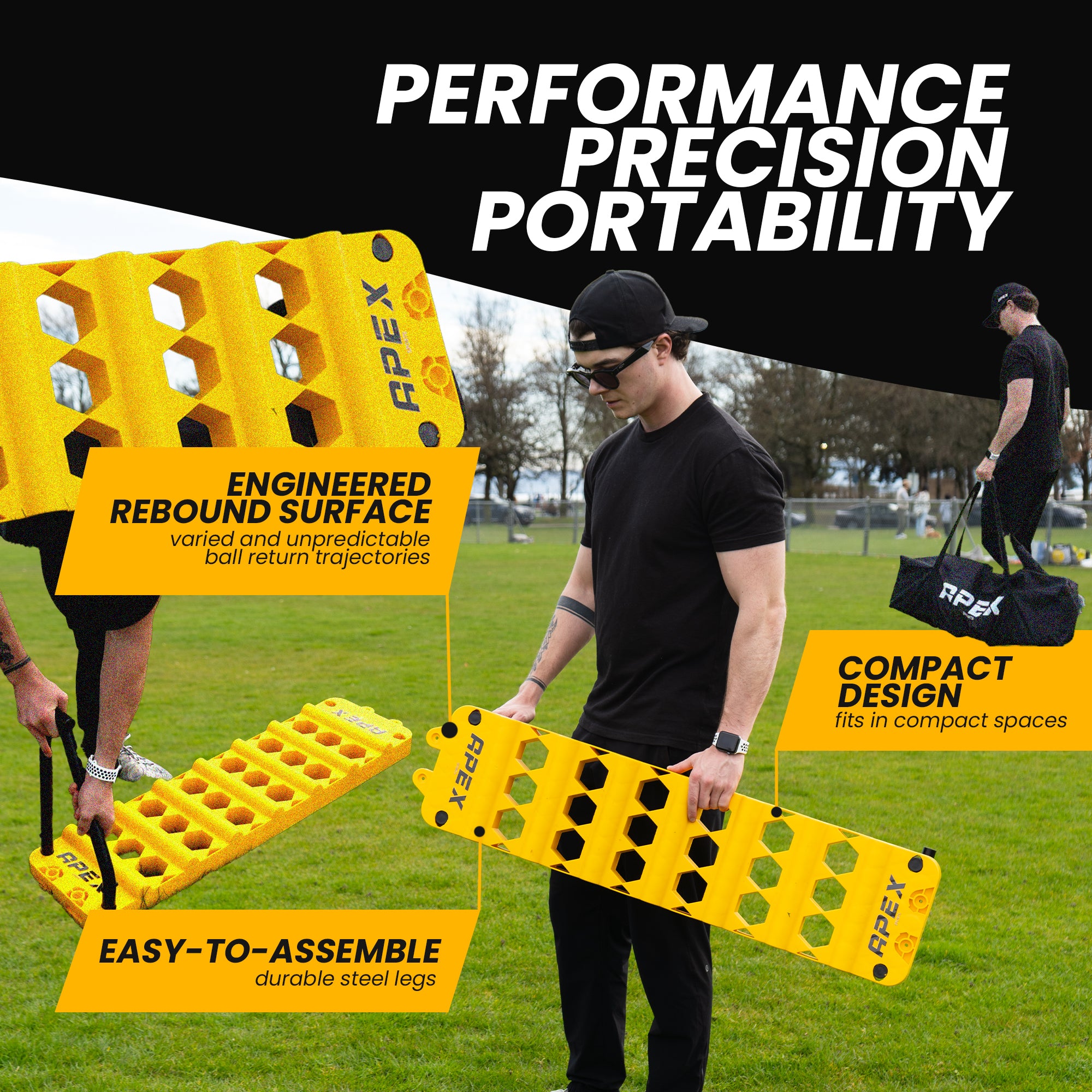APEX Sports Soccer Rebounder Board with 4 Adjustable Angle Settings