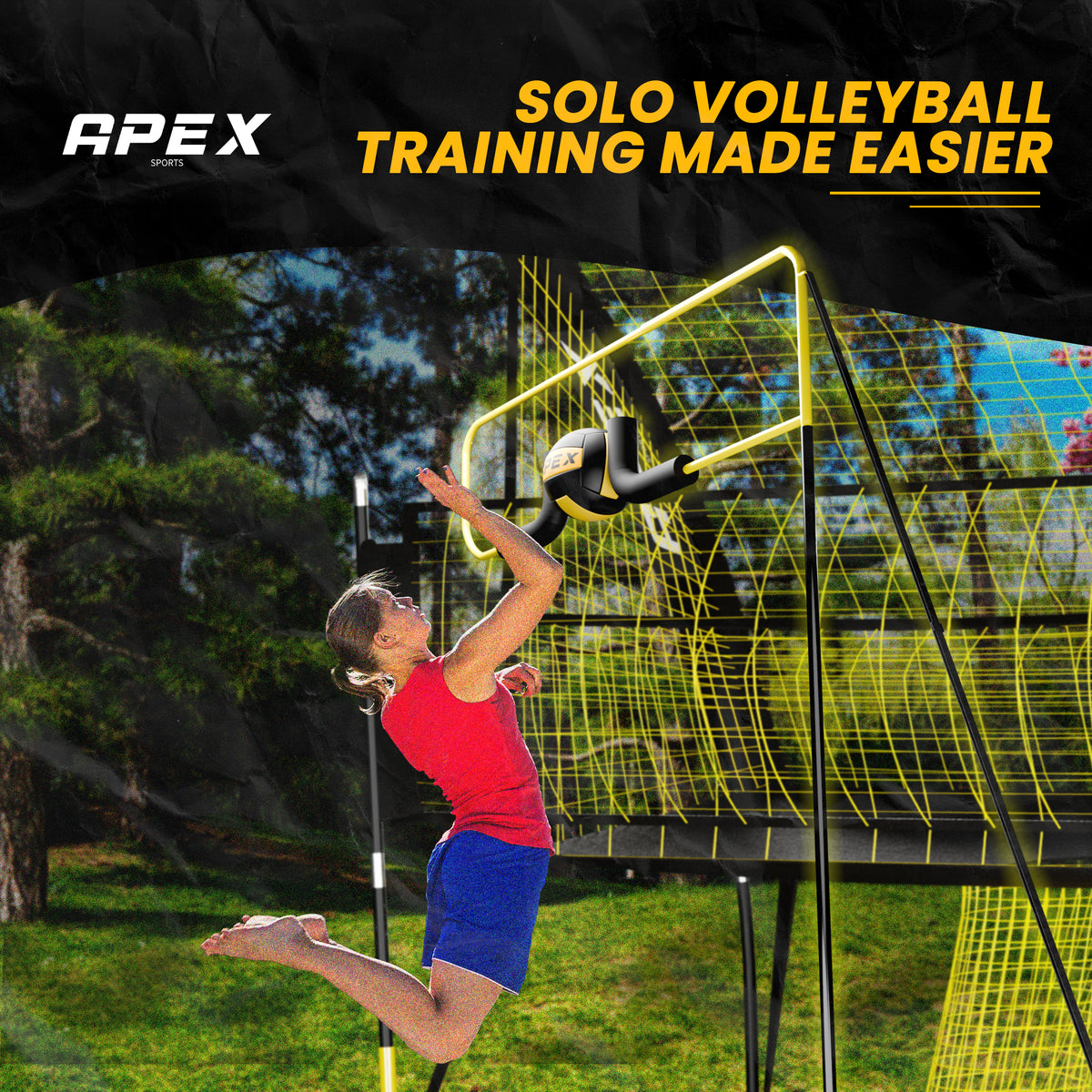 Apex Sports Volleyball Spike Trainer – Adjustable Solo Hitting & Power ...