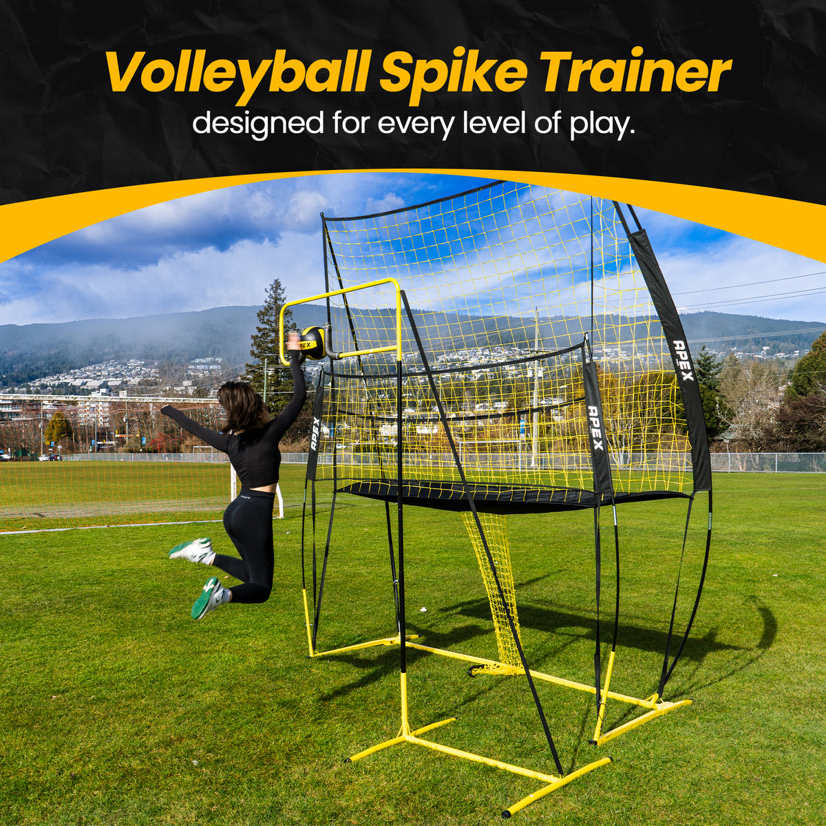 Apex Sports Volleyball Spike Trainer – Adjustable Solo Hitting & Power ...
